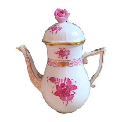 Herend Chinese Bouquet Raspberry Individual 6.5  Coffee Pot - Discontinued 