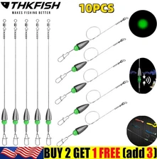THKFISH 10pcs Fishing Carolina Ready Rig Kit Glow Luminous Fishing Bead Set