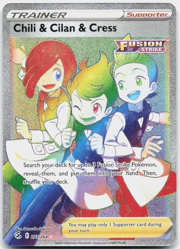 Chili & Cilan & Cress 273/264 Rainbow Rare Fusion Strike Pokemon Near Mint