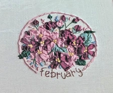 Bucilla Silk Ribbon Embroidery Flower of the Month Kit February Violet 8 x 8