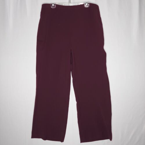 Chicos Wide Leg Pants 18R 3.5 Women Burgundy Elastic Pull-on Hi-Rise Zip Pocket