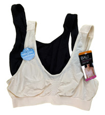 Bali Comfort Revolution Microfiber Crop Bra - 2 Pack, Black/Lt. Beige, Small