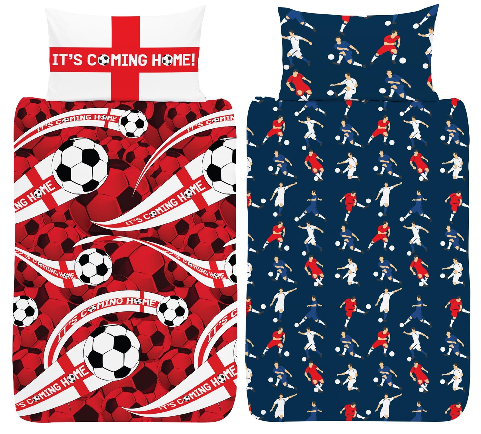 Its Coming Home Single Duvet Cover England Football Design Reversible Bed Set
