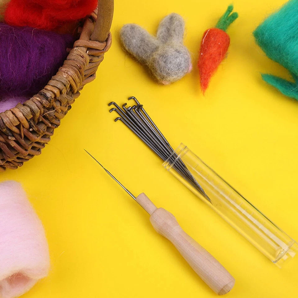 Juego de 20 agujas de fieltro con mango herramientas de fieltro de lana hágalo usted mismo iniciador de fieltro mixto Foto 4 de 4