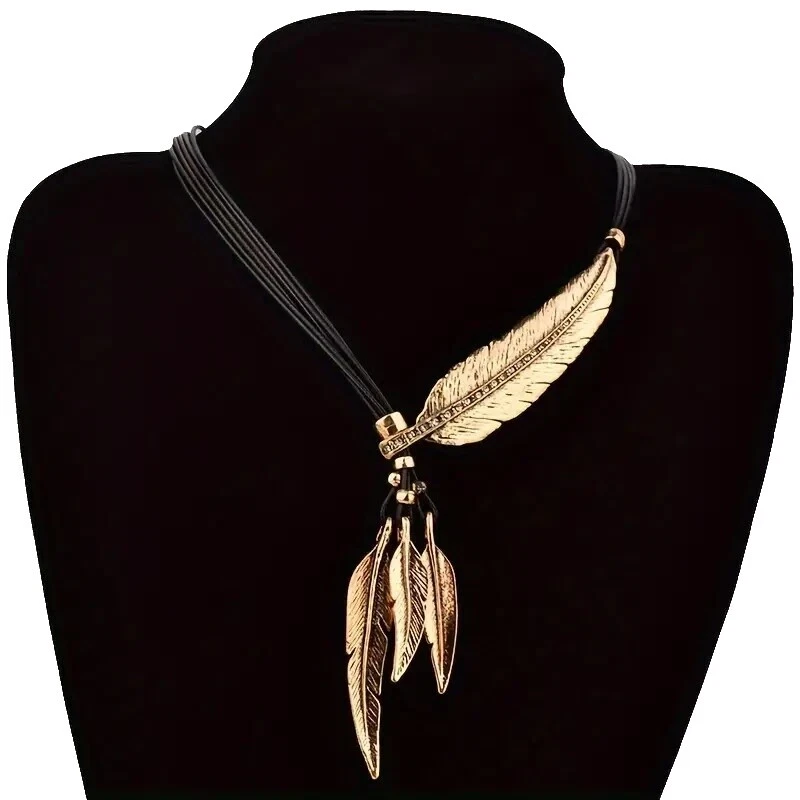 Colgante de plumas bohemio moda Collares y Colgantes