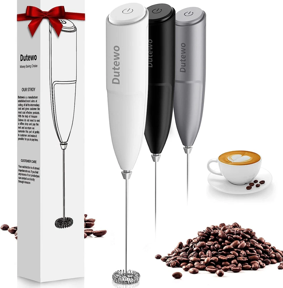 Milk Frother Handheld Coffee for Mixer Black Electric Mini Drink Whisk Blender!