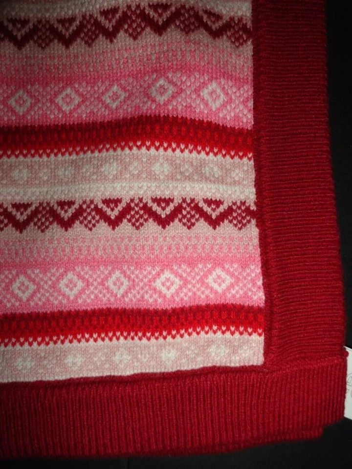 NWT Gymboree Fair Isle Girl's Red Pink White Sweater Blanket - Image 2 of 2