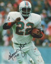 MERCURY MORRIS MIAMI DOLPHINS SIGNED AUTHENTIC 8x10 PHOTO 2 COA 17-0 SUPER BOWL
