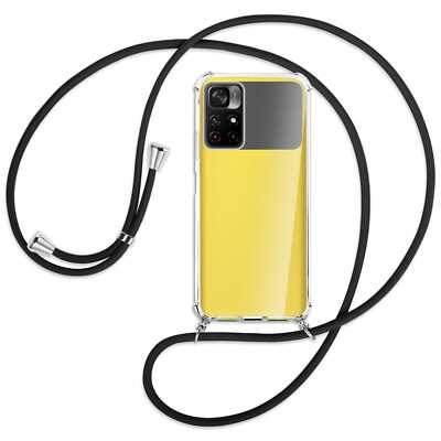 Handykette für Xiaomi Poco M4 Pro 5G (6.6'') schwarz Hülle mit Band Kordel