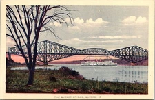 Quebec Bridge Canada Dominion Crest Postcard PE Co UNP Unused Carte Postale