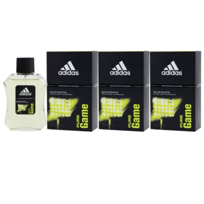 Adidas Pure Game 3 x 100 ml Eau de Toilette EDT Set Herrenduft