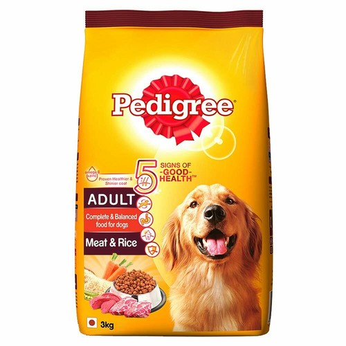 Pedigree Adult Dry Dog Food, Meat & Rice, 3kg Pack - free shipping - 第 1/4 張圖片