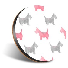 1 x Round 12cm Coaster - Scottie Dog Pattern Puppy Scottish Terrier #46285