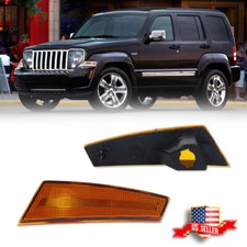 2pcs Amber Lens Front Bumper Fender Side Marker Light Kit For 08-12 Jeep Liberty