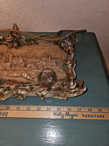 Antique Stunning 18th Century German Wax Mold Of Town Scene W/Coat Of Arms,... - Picture 10 of 11