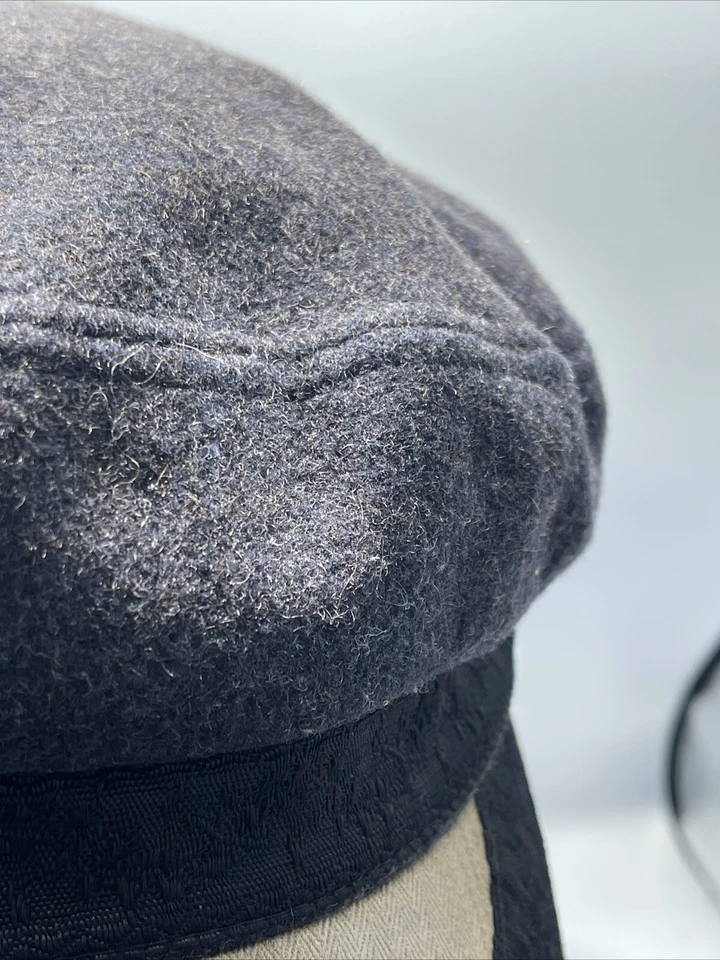 De colección PETER GRIMM Mezcla de Lana Cabbie Pescador Sombrero Gorra Negra con Borde Bordado Foto 3 de 4