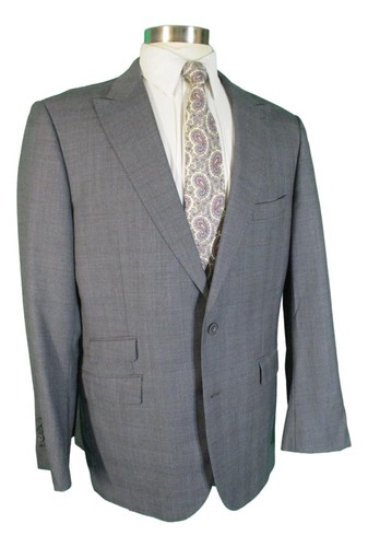 J Hilburn Bespoke Mens Grey Glen Check 2 Btn VBC Wool Suit 42L Working Cuffs