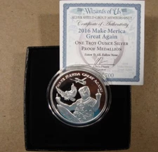 RARE 1 OZ SSG Silver Shield Make Merica Great Again Proof w/ COA/Box - Only 700!