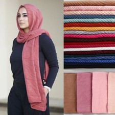 Crinkle Hijab Scarf - Plain Cotton Headscarf Wrap Women Fashion Shawls and Wraps