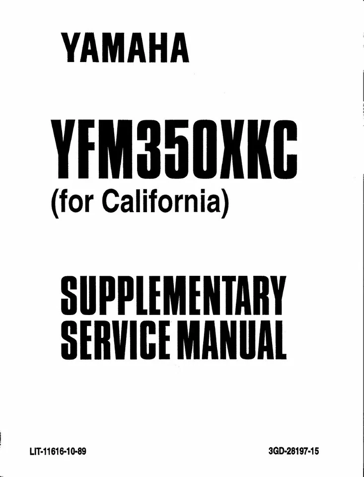 Yamaha Warrior YFM350x 1987-2004 fabricante de equipos originales manual de servicio encuadernado en peine de grado profesional Foto 4 de 4