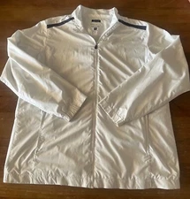 Mens PEBBLE BEACH Performance White Zip Up Jacket XL Water and Wind resistant EC