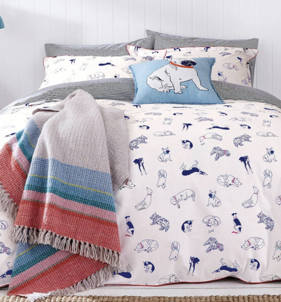 Joules KING Sleeping Dogs 🐶 Duvet Set & 2 Oxford Pillowcases RRP £110