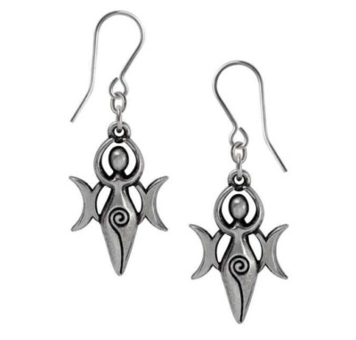Alchemy Gothic Celtic Danu Muttergöttin Triple Moon Ohrhänger Zinn