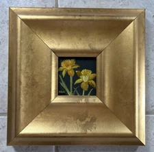 Daffodil, Flower, Garden, Original Oil Painting, Framed, Art, 12x12 inch
