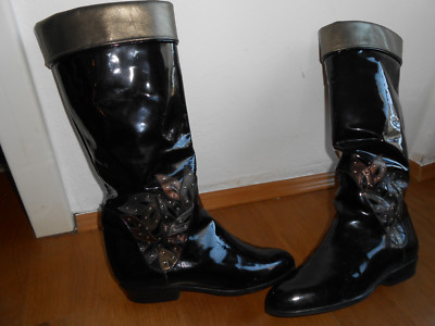 Bally Stiefel Gr. 39 Schwarz Lackleder mit Applikationen