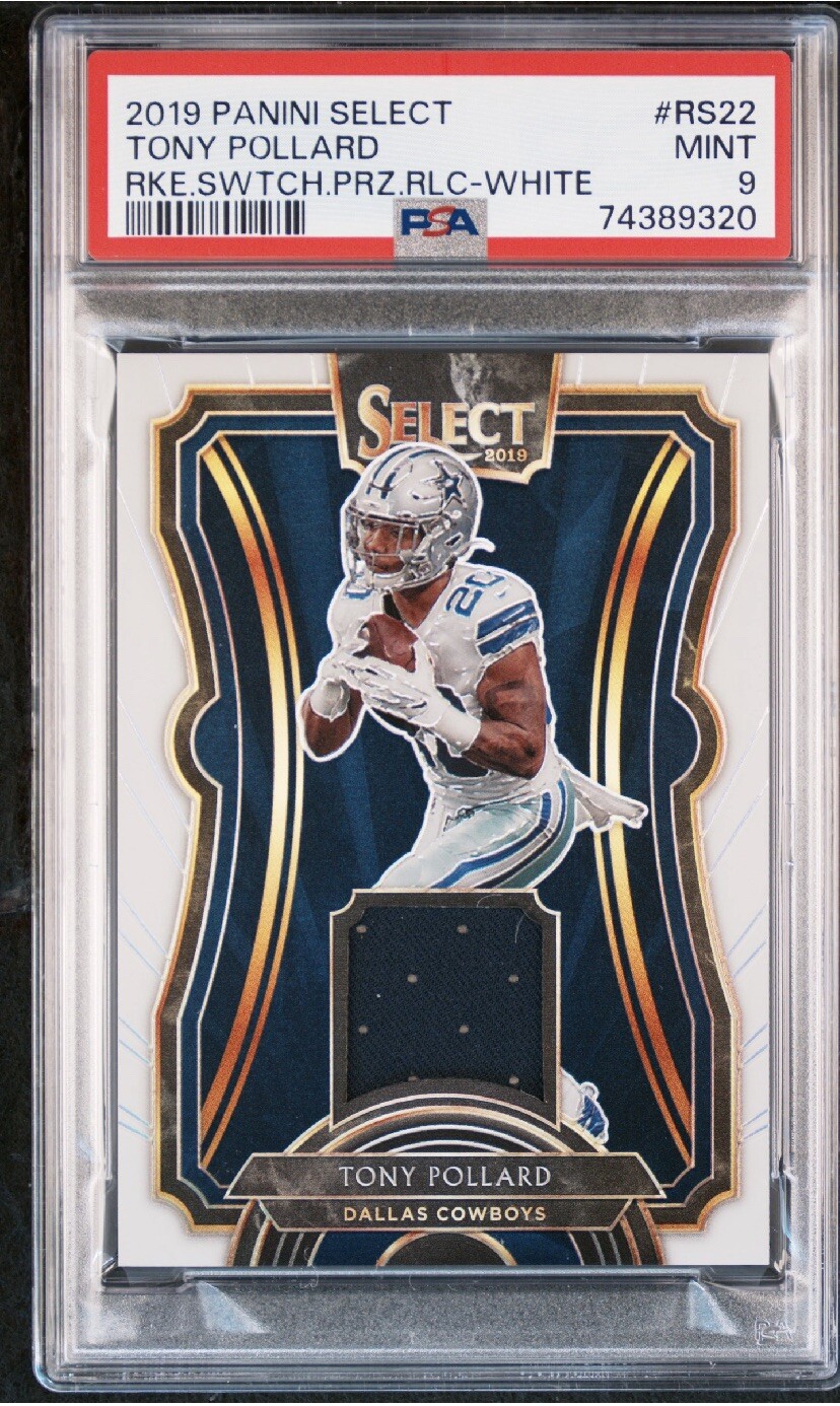Tony Pollard Panini Select Rookie Swatches Prizm Relics #RS22 White