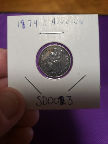 1874 P With Arrows Seated Liberty Silver Dime Appears XF Grade Yourself - Picture 3 of 12