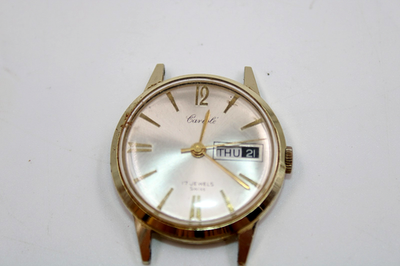 #ad FINGERHUT CO. MEN#x27;S WRIST WATCH 17 JEWELS ALUMINUM CASE DAY DATE $50.00