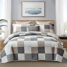 Quilt Set Queen Size - 100 Cotton Queen Comforter Set, Plaid Quilted Bedspread