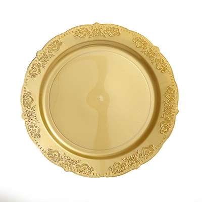 10'' Gold Round Salad Plate Gold Trim Party Wedding Disposable Tableware
