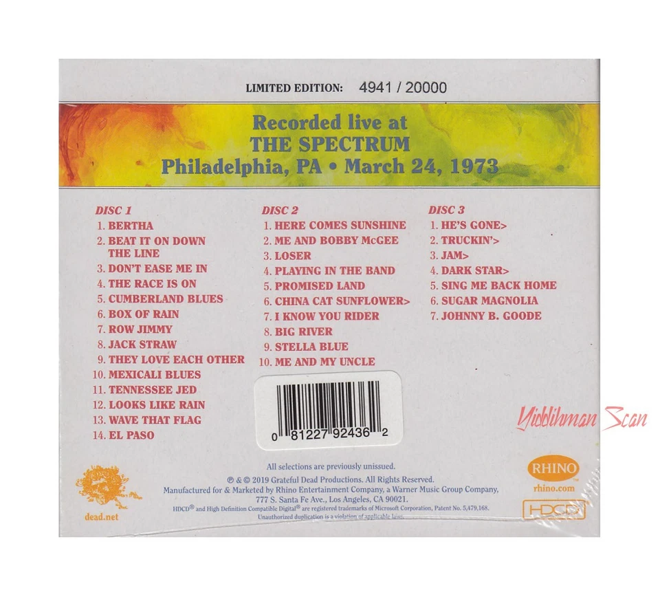 Grateful Dead DAVE'S PICKS Volume 32  3/24/73  1973 Philadelphia  NEW SEALED - Image 2 of 2