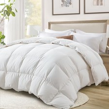 Ultra-Soft Down Feather Comforter Queen Queen 90x90 White-all Season