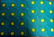 Lot of 2 Rare Groovy Boho MOVING MOTION VARI VUE GEOMETRIC TEAL SWIRLS NOS
