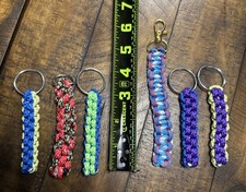 Multicolor Paracord Keychains Lot Of 6 Multi Weaves  Lengths