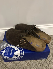 Birkenstock Boston Soft Footbed Suede Leather Clog Shoes - Mocha