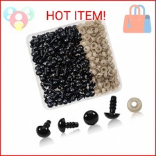 TOAOB 150pcs 9mm Black Plastic Safety Eyes Crafts Safety Eyes with 150pcs Washer