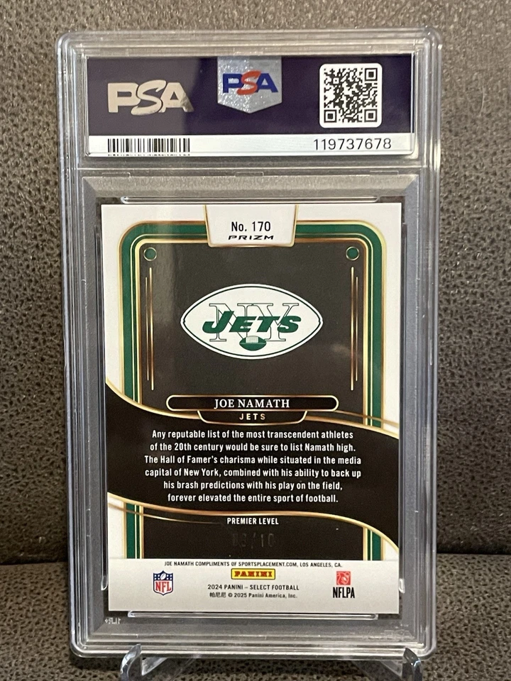 🔥Joe Namath 2024 Panini Select - Premier Level #170 Gold Disco Prizm 9/10 Jets Foto 3 de 3