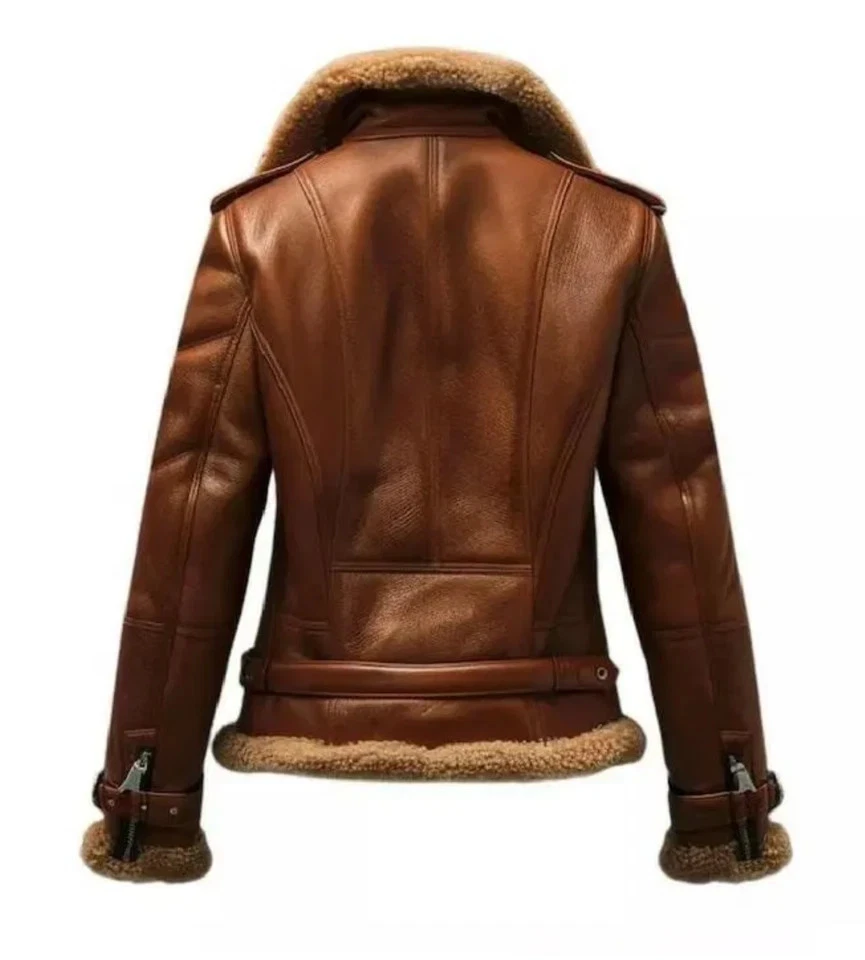 Women’s Handmade Sheepskin Aviator Bomber Jacket Genuine Leather 100% Good - Image 2 of 2