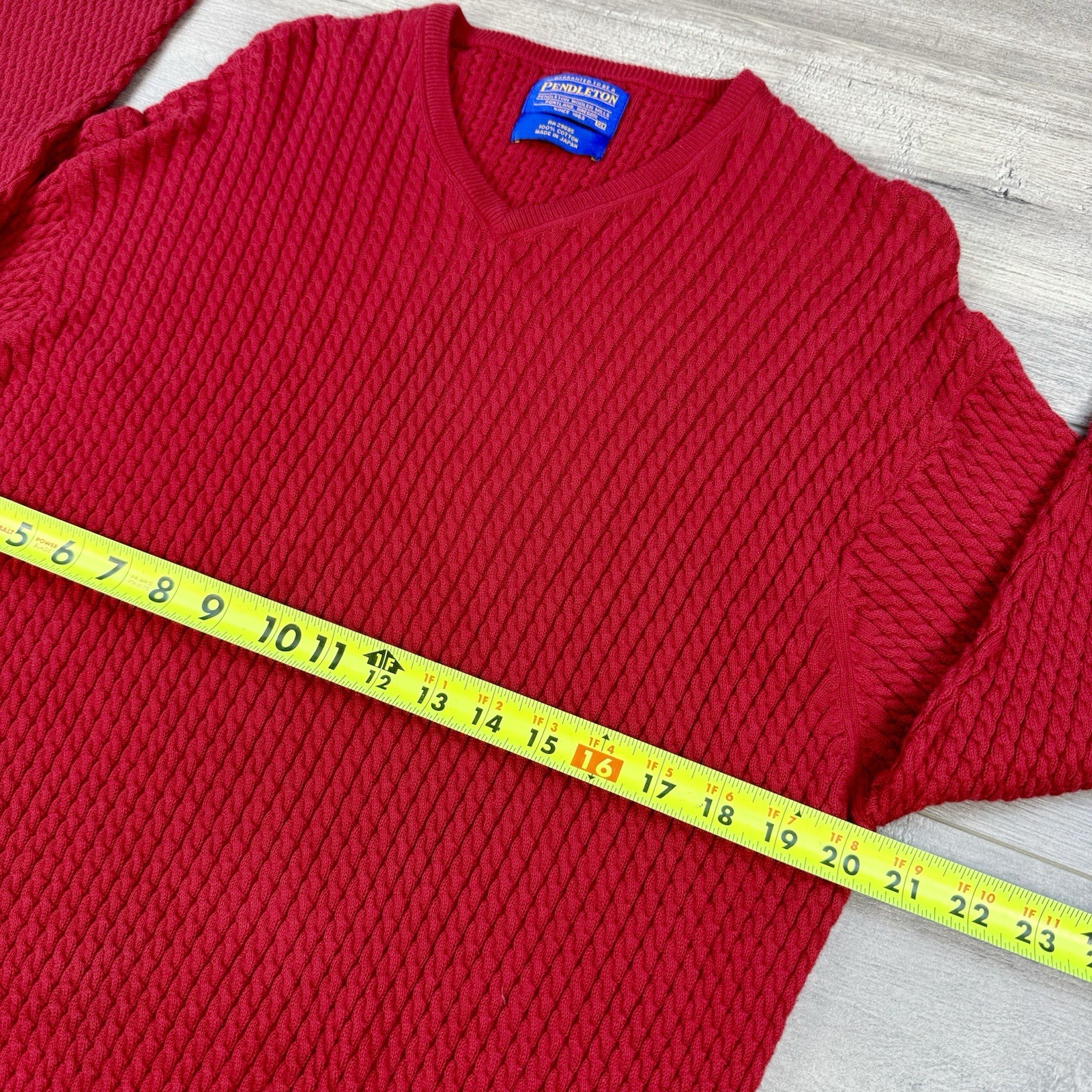 Vtg Pendleton Cable Knit V-Neck Pullover Sweater … - image 13