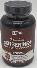 Nutriflair Premium Berberine HCL 1200mg Plus Ceylon Cinnamon 120 Cap. Exp: 7/27