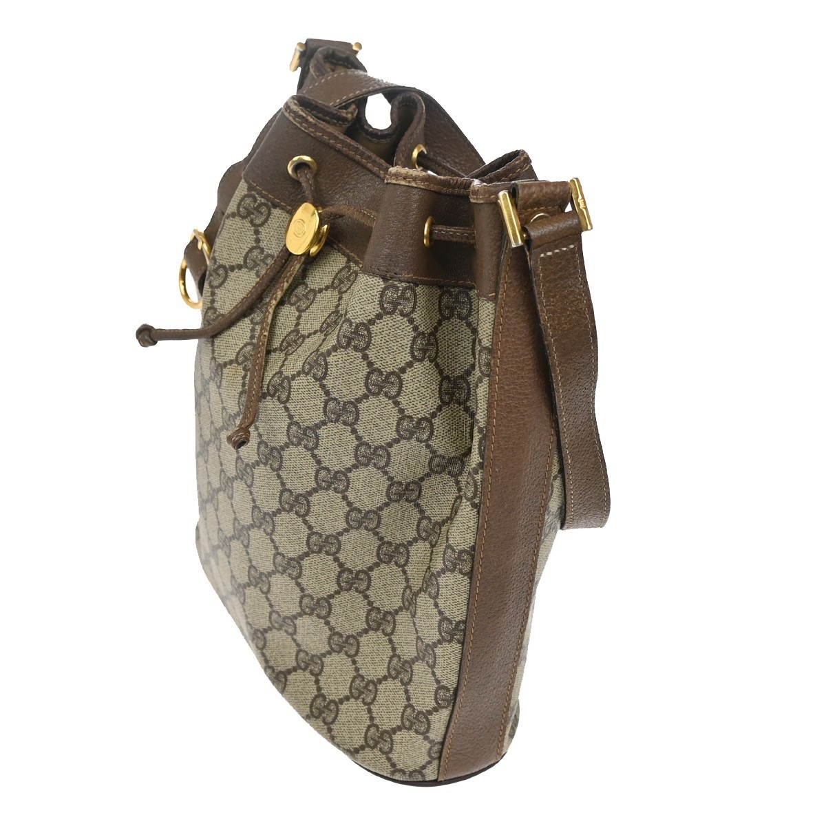 GUCCI GG Pattern Drawstring Shoulder Bag PVC Leat… - image 2