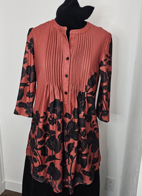 NWOT Reborn brown Black Boho Peasant Mini Dress Women's Medium 