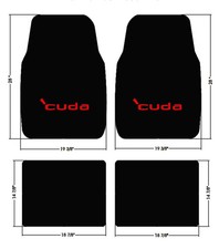 New 1964-1974 Barracuda Black Floor Mats Wred Cuda Embroidered Set Of 4