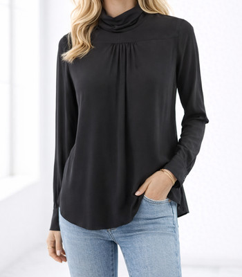 Oui Blouse Black Womens Tunic Shirt Top Elegant Shirt Size 34 XS New