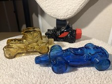 3 vintage Avon glass Car decanter bottles des...