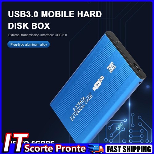 Disco rigido esterno in alluminio da 2,5 pollici HDD SSD Box USB SATA3.0 (blu) H